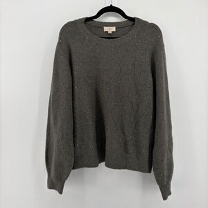 LOFT Outlet Womens Gray Sparkle Sequin Crew Neck Sweater Pullover‎ XXL